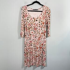 Peruvian Collection Women Bird Flower Quarter Sleeve Cotton Dress Size M